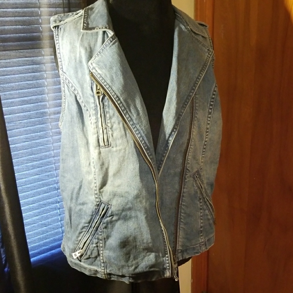 Denim Lucky Brand Moto Vest